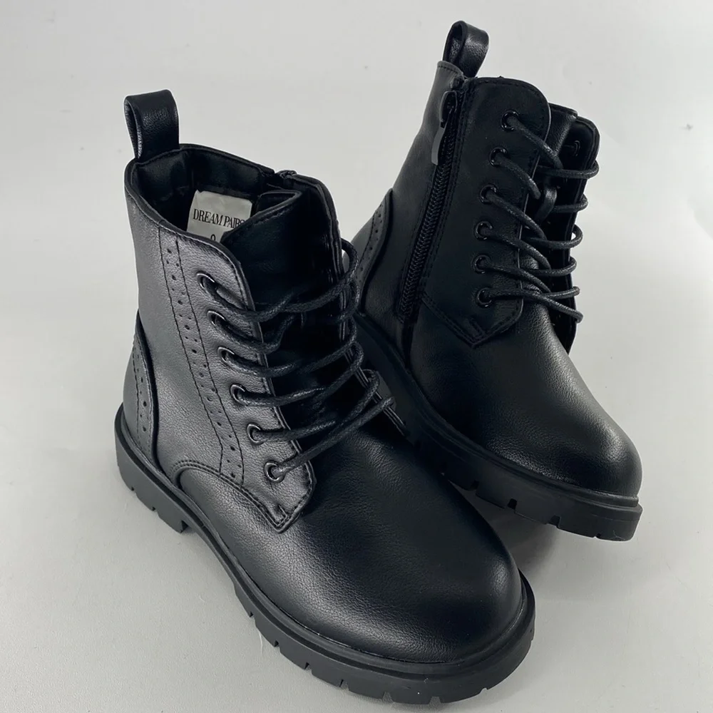 Dream Pairs Black Side Zip Round Toe Combat Boots Size‎ 9 NWOT